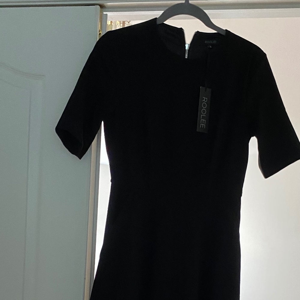 Roolee Fit and Flare black midi dress